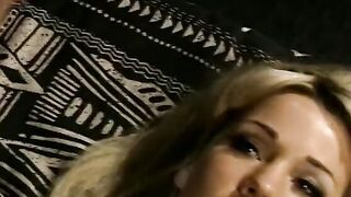 Beauty body blonde hoe's juicy twat blown and plowed inside bed by big penis bro