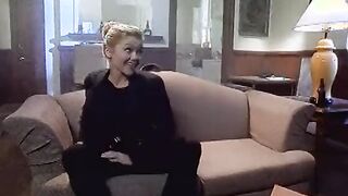 Federal agent sex toys with a gorgeous blonde with nice titted and doggy fucks her on sofa