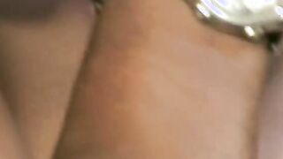 Beauty tight dark hair gets cum on her face after getting banged! outdoor