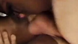 Young black bitch takes a big dick