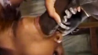 Young black bitch takes a big dick