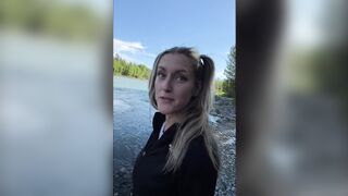 Fucking on the shore of the Kenai River inside Alaska