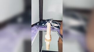 Mirelladelicia sensual bitch having fun with sex toy sitting inside the mirror