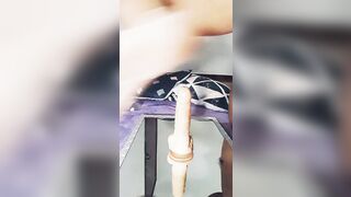 Mirelladelicia sensual bitch having fun with sex toy sitting inside the mirror