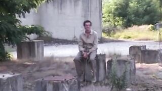 Real Italian amateur inside a forest where the blonde fucks eager