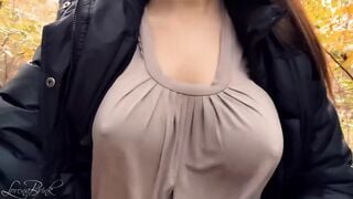 Rough Nipples Through Shirt, Outdoor. (short tease)