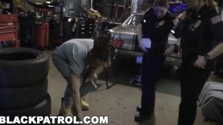 AFRICAN PATROL - Big Titted White Cops Shut Down A Chop Shop And Riding Long African Penis