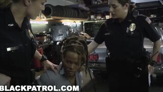 AFRICAN PATROL - Big Titted White Cops Shut Down A Chop Shop And Riding Long African Penis