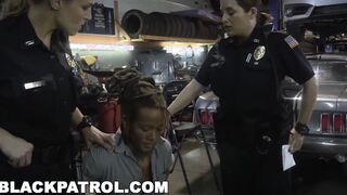 AFRICAN PATROL - Big Titted White Cops Shut Down A Chop Shop And Riding Long African Penis