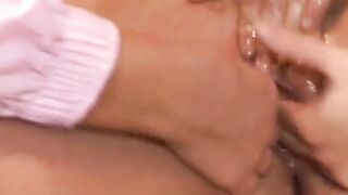 beauty blonde gets her vagina finger fucked and hooters covered inside oil
