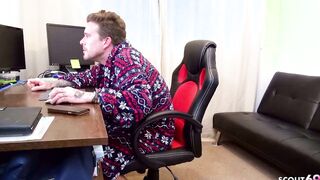 STEP MOTHER JESS CAUGHT SON JERK AND HELP HIM WITH SEX TO CUM