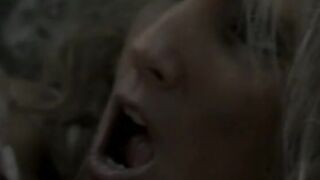 Lusty mom with curvy body ride a huge white dick on couch