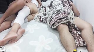 sharing the bed with stepmother ends up fucking her stepson - stepson convincing his stepmother to banged! they end up fucking next to his father without him noticing that they screwed his ex-wife