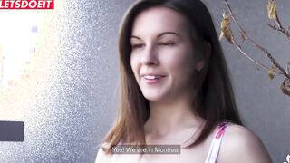 FIRST TIME porn audition with Bombshell squirting Canadian Teenie