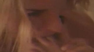 Sweet blonde Bombshell gets a tongue slid in her snatch by her gf