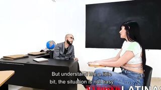 Hispanic stepmom gets plowed by professor to keep her step-daughter from being expelled