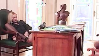 Headmistress Sandy pleasures herself with a sex toy