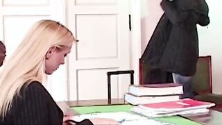 Headmistress Sandy pleasures herself with a sex toy