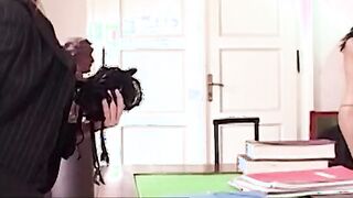 Headmistress Sandy pleasures herself with a sex toy