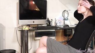 AuntJudys - Natural 40yo Full-Bush milf Aurora - Home Office Masturbation