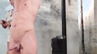 Hot wanks penis bound up dude