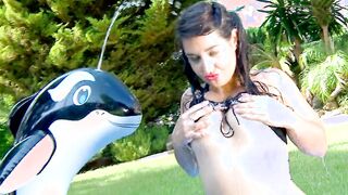 Teenie On summer vacation having fun with his sex toys and ended up fucking his neighbors inside the