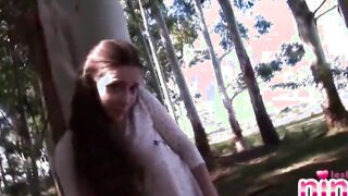 Solo 19 yo Lesbo Nina fondling her twat public