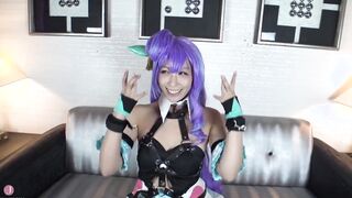 [HentaiCosplay] Dirty and sensitive women with blue hair gets her twat soaked even before being inserted!