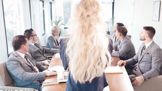 ADULT TIME - Long Tit MILFs Reagan Foxx & Brandi Love Boned Into The Boardroom! FULL CLIP