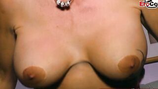 German Huge boobs older housewife with glasses got first amateur porn