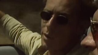 Classic dark hair with long boobies blows and fucks dudes by the vehicle
