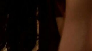 Classic dark hair with long boobies blows and fucks dudes by the vehicle
