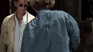 Classic dark hair with long boobies blows and fucks dudes by the vehicle