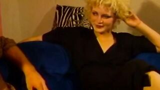 Vintage blonde lovers have hardcore sex after rough day