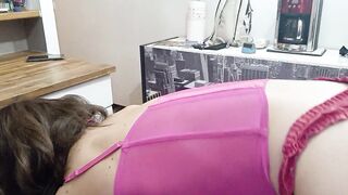 Hottie O2, 821 - Dressed Rose Satin Panty White Bimbo, Nailed Spandex Leggings, Doggy Style, pov, Kinky French Talk, Licking Butt Hole