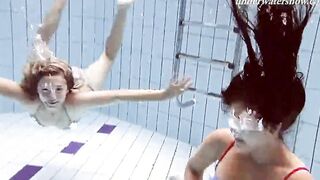 Iva and Paulinka enjoy swimming together