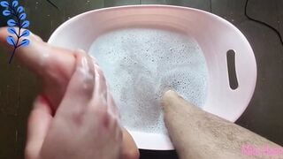 Wash and scrub my long kinky foot