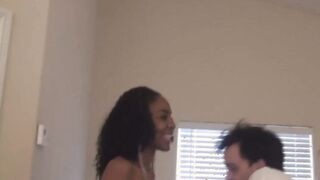 Black Throat Screwed - Black teenie has interracial anal sex with