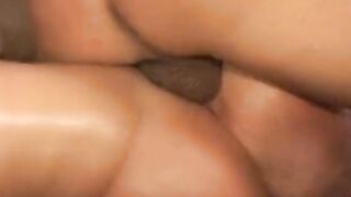 Vulgar fucker loves sucking off and fucking a mutant dick on the living room couch