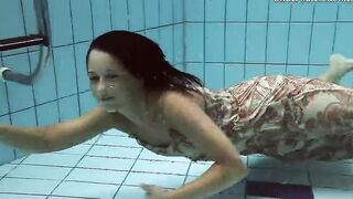 Hottie dark hair long melons Krasula Fedorchuk swimming
