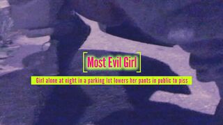 sluts alone at night into a parking lot lowers her leggings inside outdoor to piss
