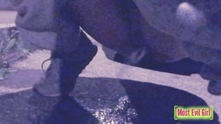 sluts alone at night into a parking lot lowers her leggings inside outdoor to piss