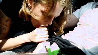 Sucking Off strangers dick inside outdoors parking lot