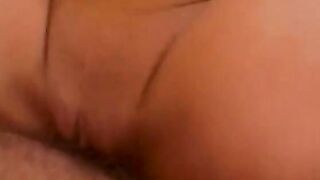 Blonde soaks his penis before she gets fuck on her back