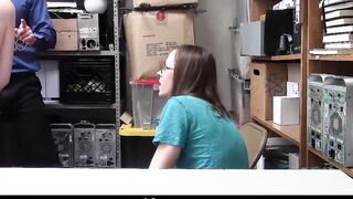 Bombshell Shoplifter Getting Rough Banged! Punishment from Pervert Mall Officer inside Front of Her Bf