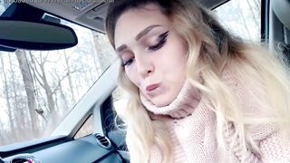Blonde Deep Blows Dick and Gets Cum into Mouth While No 1 Sees - Into Vehicle