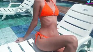 AT THE HOTEL POOL, I PLAYED WITH MY BUTT AND MADE HIM CUM ON ME - Melina Bloom