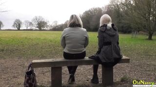 OLDNANNY 2 blonde ladies dig masturbation together