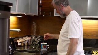 OLD4K. Mature and young lovers makes love instead of fresh breakfast