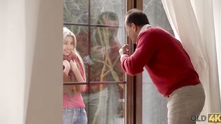 OLD4K. Girl was lost inside the city but mature man saves her and fucks